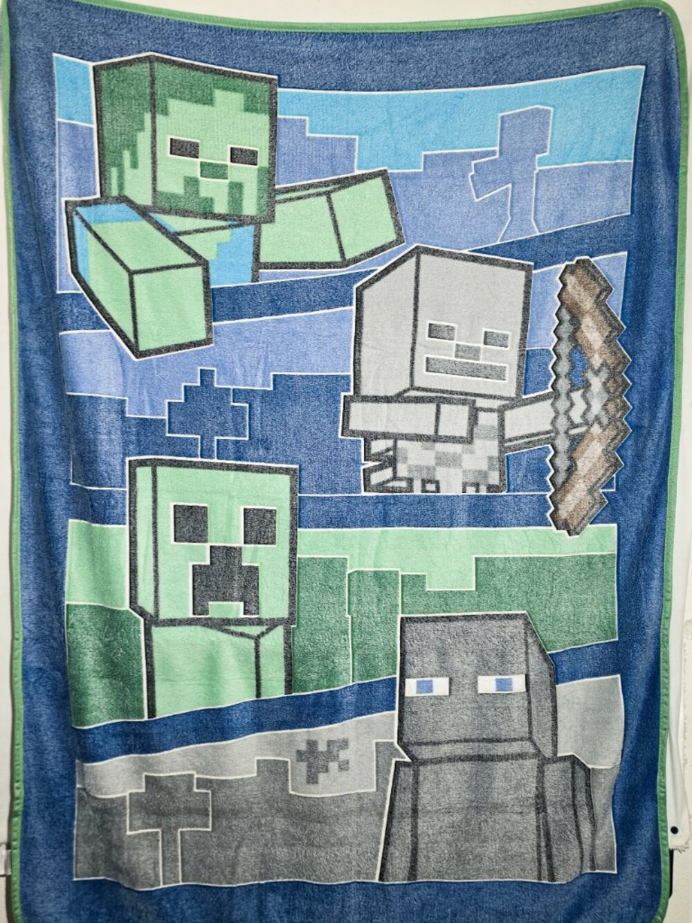 MineCraft Glow in The dark Blanket Twin Throw Size NEW